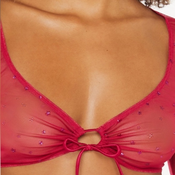 (B10) Savage X Fenty Gift Me More Red A Starry Night sleep top ONLY, Sz XL, NWT - Picture 12 of 14